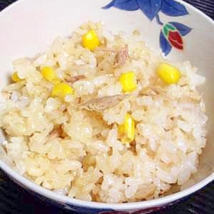 缶詰を使って　《ツナとコーンの炊き込みご飯》